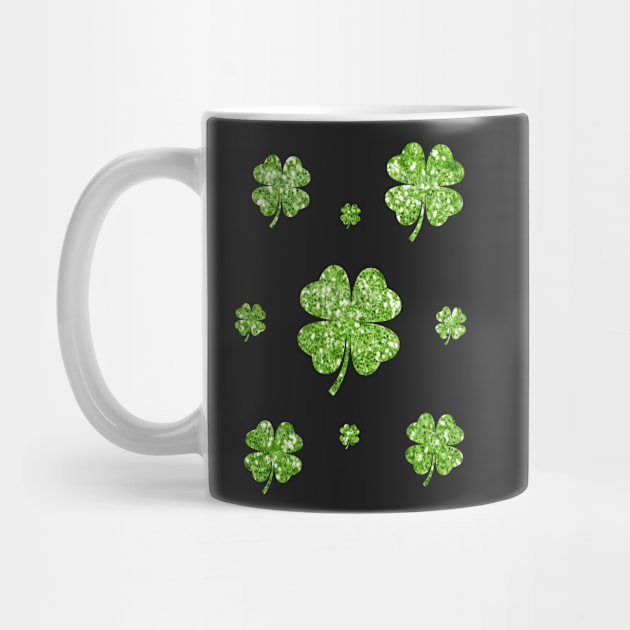 St Patricks Day, Green 4 Leaf Faux Glitter Clovers by Felicity-K